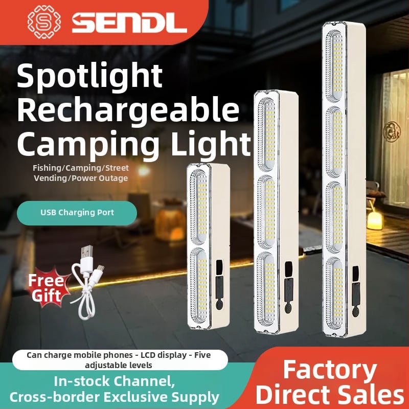 LED kamping svjetlo, punjiva baterija, 3,7V, opcije snage 200W/300W/400W, USB i solarno punjenje, 2 u 1