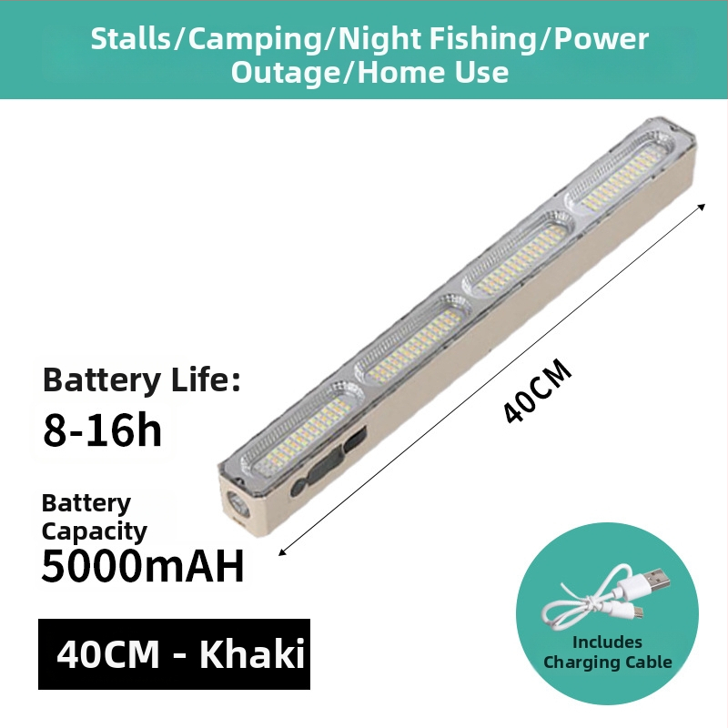 LED kamping svjetlo, punjiva baterija, 3,7V, opcije snage 200W/300W/400W, USB i solarno punjenje, 2 u 1