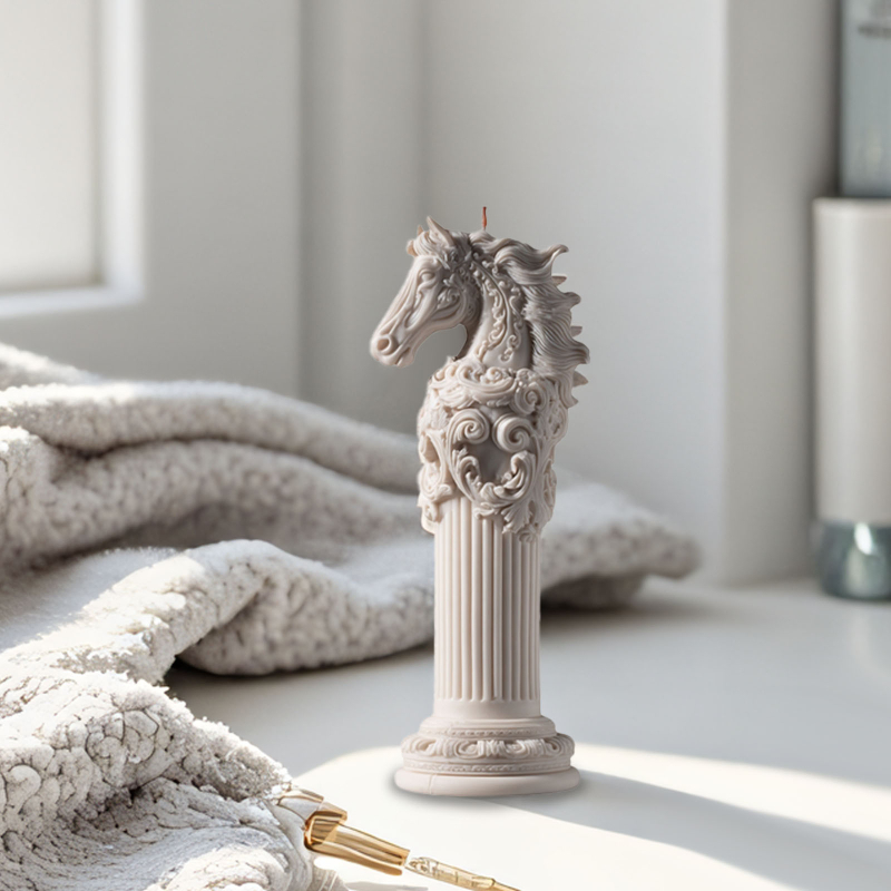 Szilikon gyertya forma – szabálytalan lófej totem-relief, klasszikus dombormű, római oszlop dísz, modern egyszerű stílus