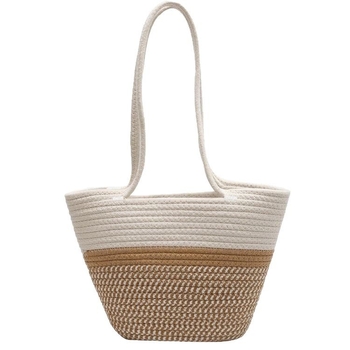 Szövött pamut tote táska, városi minimalistikus stílus, dumpling alakú, nyitott zseb, egy vállpánt