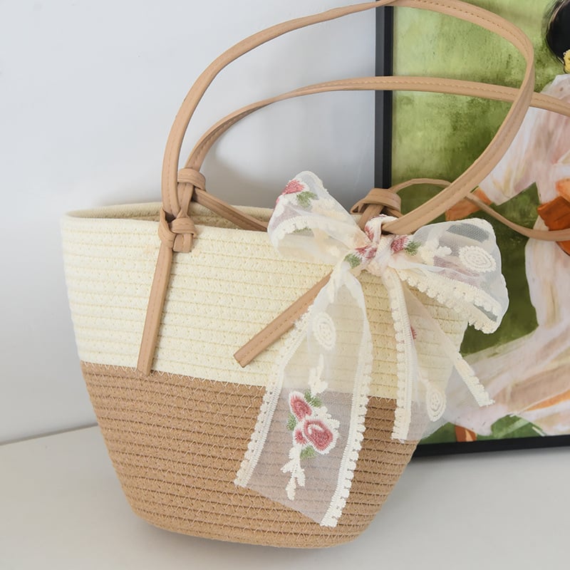 Szövött pamut tote táska, városi minimalistikus stílus, dumpling alakú, nyitott zseb, egy vállpánt