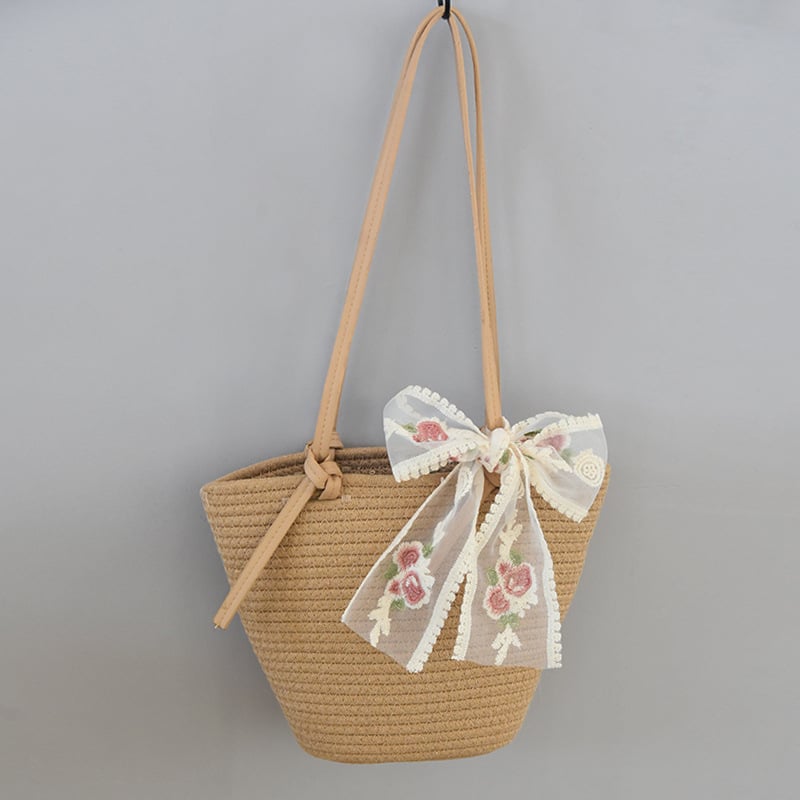 Szövött pamut tote táska, városi minimalistikus stílus, dumpling alakú, nyitott zseb, egy vállpánt