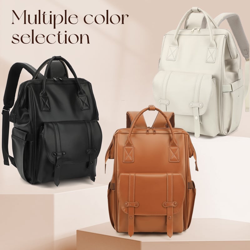 Worry-Free Fox PU bőr anyuka hátizsák, nagy kapacitás, USB csatlakozó, vízálló, nedves-száraz elválasztás