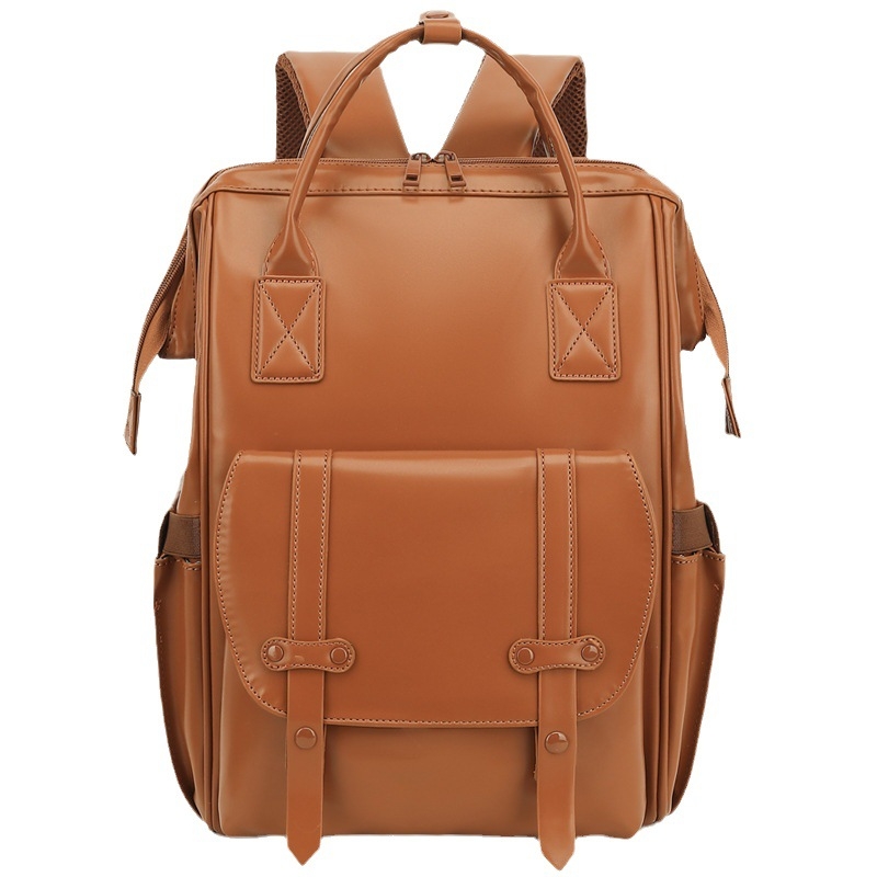 Worry-Free Fox PU bőr anyuka hátizsák, nagy kapacitás, USB csatlakozó, vízálló, nedves-száraz elválasztás