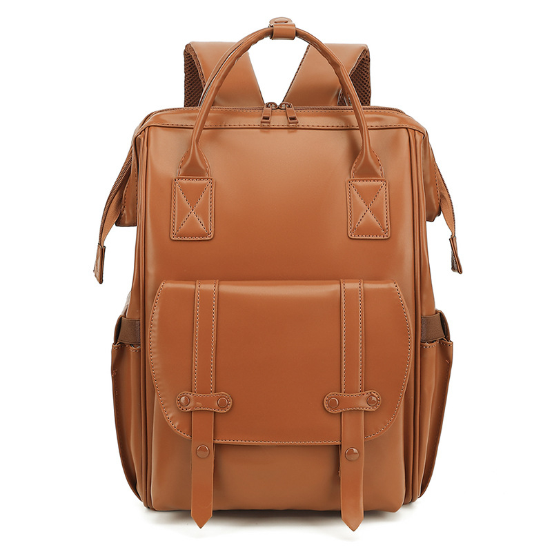 Worry-Free Fox PU bőr anyuka hátizsák, nagy kapacitás, USB csatlakozó, vízálló, nedves-száraz elválasztás