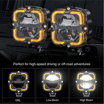 LED automobilio darbo šviesa, off-road kvadratinis prožektorius, 65W, 9-36V, 6000 lm, 5700K, liejimo aliuminio korpusas