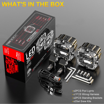 LED automobilio darbo šviesa, off-road kvadratinis prožektorius, 65W, 9-36V, 6000 lm, 5700K, liejimo aliuminio korpusas