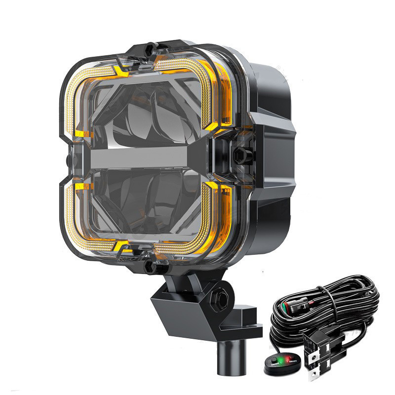 LED automobilio darbo šviesa, off-road kvadratinis prožektorius, 65W, 9-36V, 6000 lm, 5700K, liejimo aliuminio korpusas