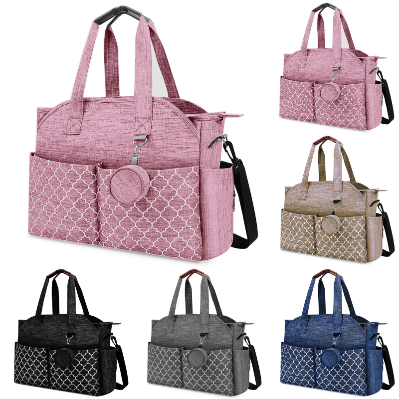 Anyás pelna- és cumisüveg tároló táska — nagy kapacitású, hordozható kézitáska babakocsihoz, csíkos poliészter, bélés poliészter, ultra könnyű, 2023 tél