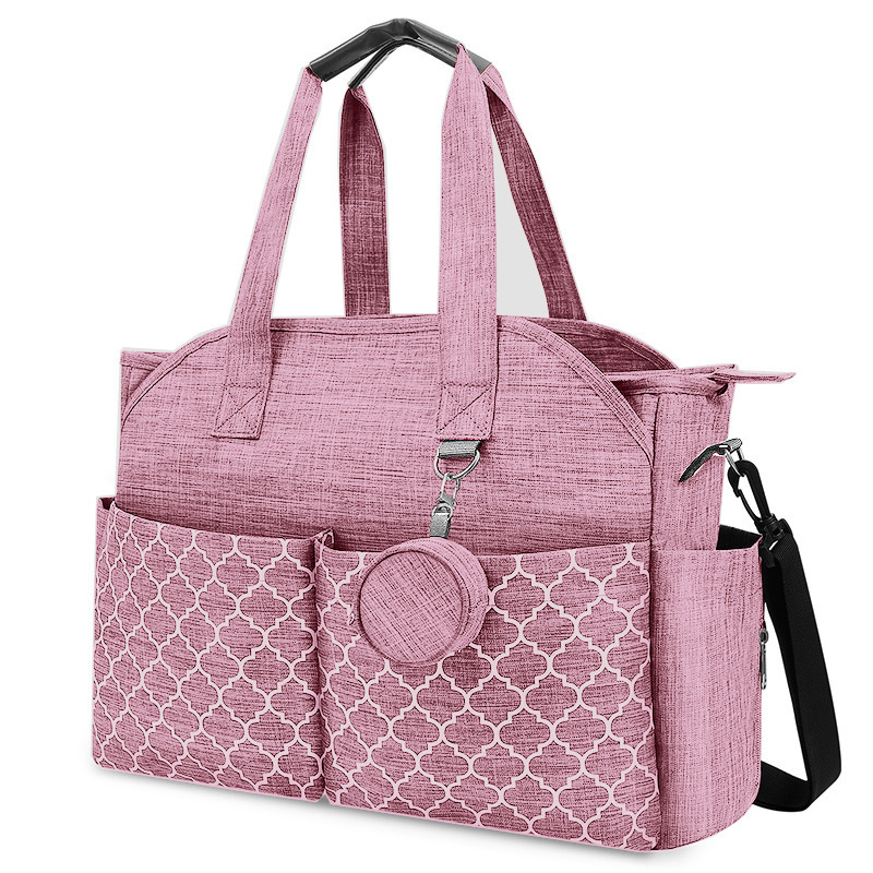 Anyás pelna- és cumisüveg tároló táska — nagy kapacitású, hordozható kézitáska babakocsihoz, csíkos poliészter, bélés poliészter, ultra könnyű, 2023 tél