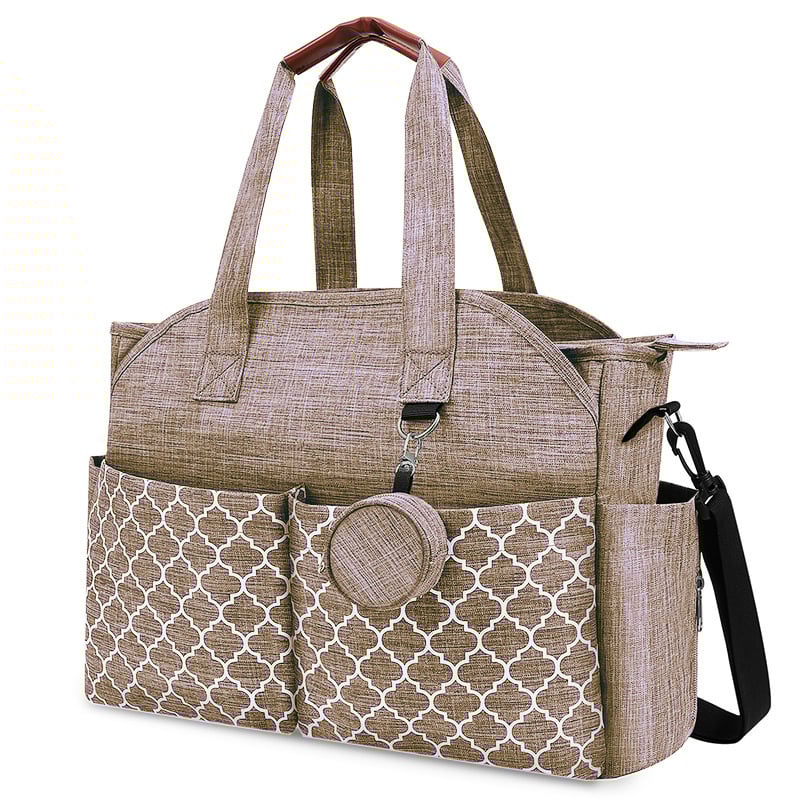 Anyás pelna- és cumisüveg tároló táska — nagy kapacitású, hordozható kézitáska babakocsihoz, csíkos poliészter, bélés poliészter, ultra könnyű, 2023 tél