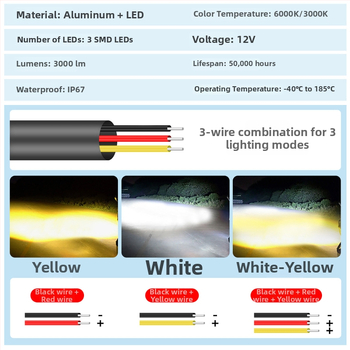 Motociklo priekinis LED prožektorius su aliuminio korpusu, 12–85 V, 5000 lm, 50 000 h tarnavimo laikas.