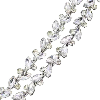 Lanț cu strasuri și diamant — componente handmade pentru bijuterii, pentru ținute de nuntă, curea decorativă