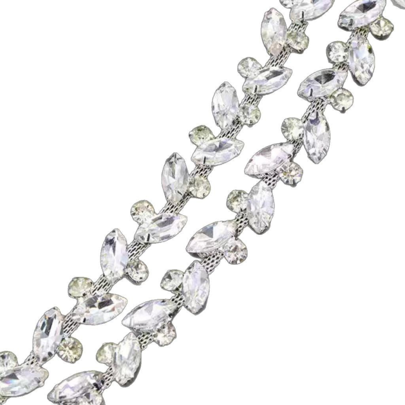 Lanț cu strasuri și diamant — componente handmade pentru bijuterii, pentru ținute de nuntă, curea decorativă