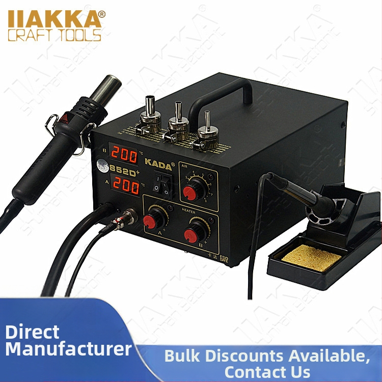 Divu funkciju karstā gaisa pistole un lodēšanas stacija ar digitālo dubulto displeju, antistatiskām funkcijām, temperatūras regulators, 220V