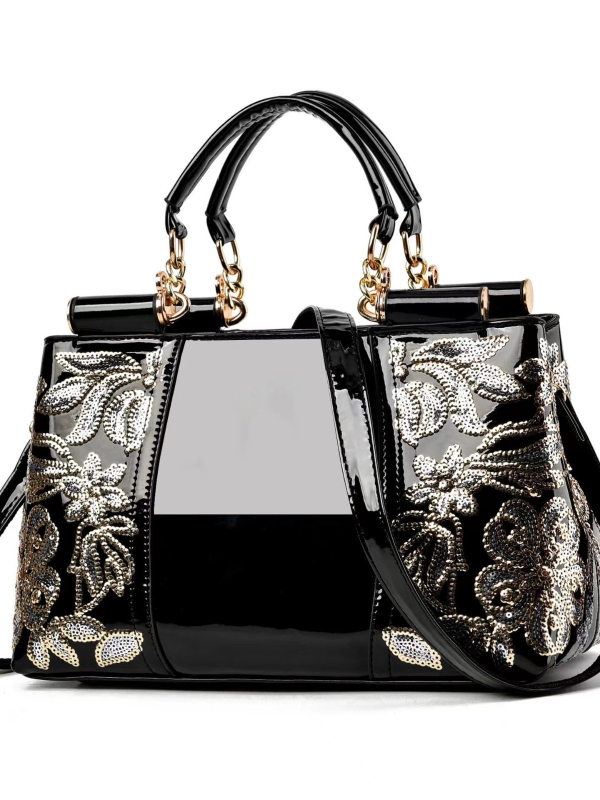 PU sieviešu bucket soma, divas plecu siksnas, rāvējslēdzēja aizvērums, neilona oderējums, iekšējās kabatas, liela ietilpība, etnisks stils līgavai un līgavas māsu stilam