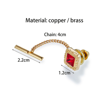 Broșă din cupru, model pătrat cu cristale, mozaic din pietre sintetice, stil masculin, personalizare disponibilă