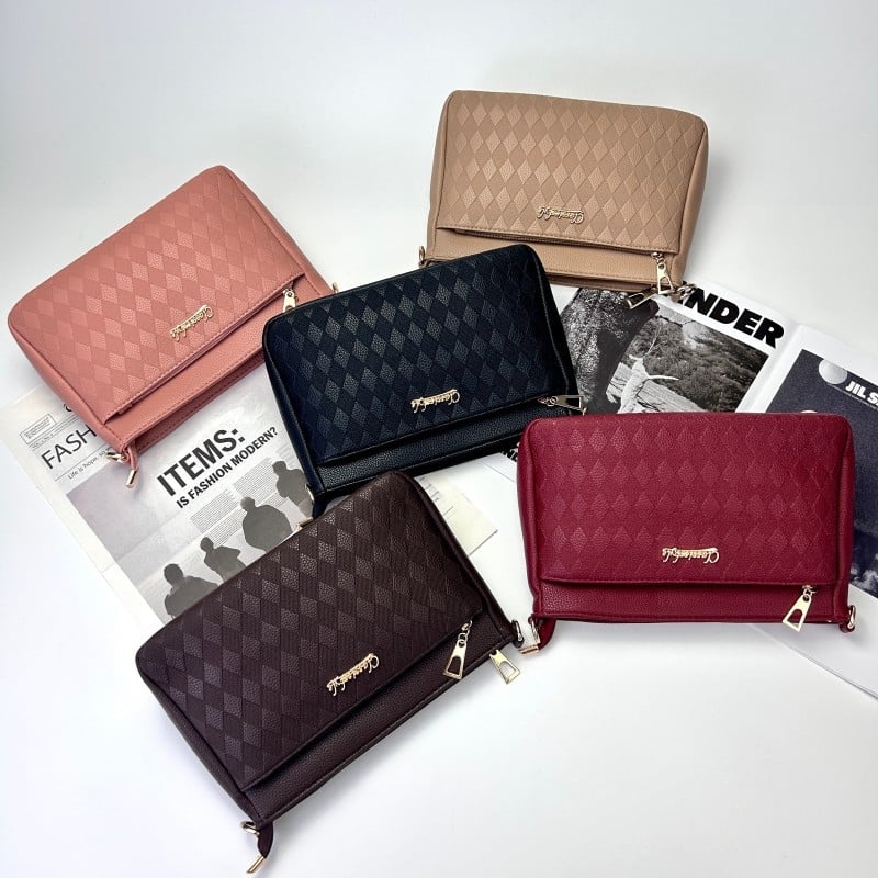 Geantă de damă din PU, stil pătrat mic, formă orizontală, închidere cu fermoar, căptușeală poliester-cotton