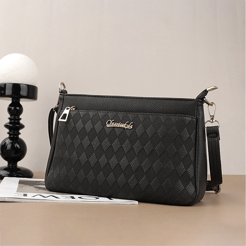 Geantă de damă din PU, stil pătrat mic, formă orizontală, închidere cu fermoar, căptușeală poliester-cotton