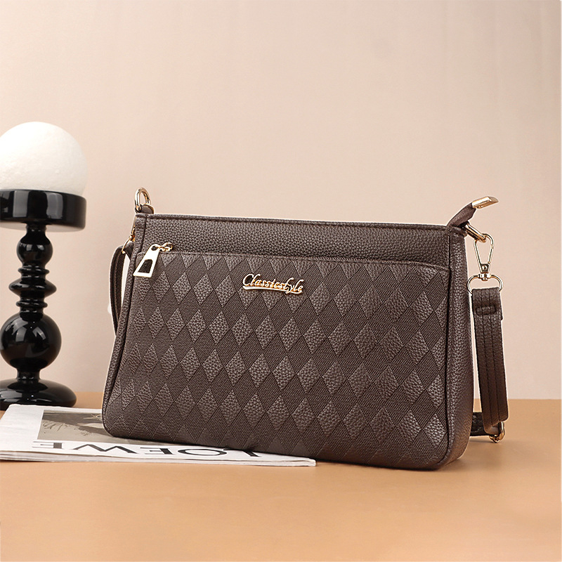 Geantă de damă din PU, stil pătrat mic, formă orizontală, închidere cu fermoar, căptușeală poliester-cotton