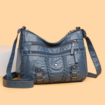 Ženska crossbody torba s urbanim minimalističkim stilom - PU materijal, vodoravni kvadratni oblik, zatvarač, skriveni džep sa zatvaračem, poliester podstava