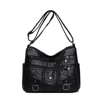 Ženska crossbody torba s urbanim minimalističkim stilom - PU materijal, vodoravni kvadratni oblik, zatvarač, skriveni džep sa zatvaračem, poliester podstava