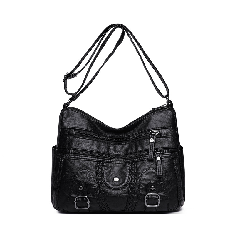 Ženska crossbody torba s urbanim minimalističkim stilom - PU materijal, vodoravni kvadratni oblik, zatvarač, skriveni džep sa zatvaračem, poliester podstava