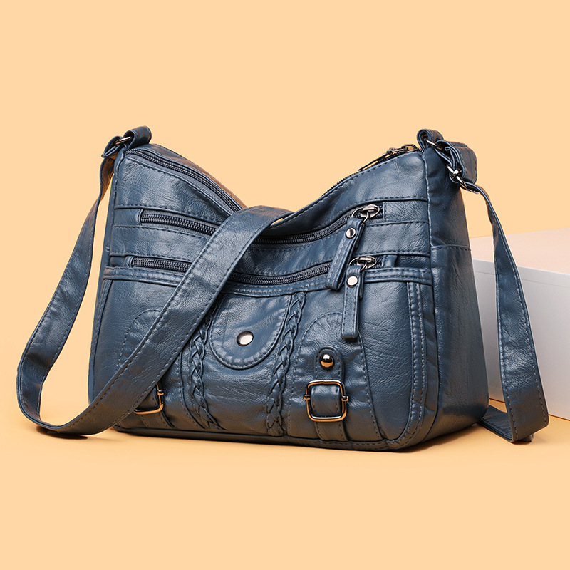 Ženska crossbody torba s urbanim minimalističkim stilom - PU materijal, vodoravni kvadratni oblik, zatvarač, skriveni džep sa zatvaračem, poliester podstava