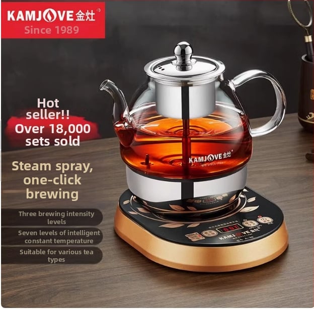 Jinzao A-99 visiškai automatizuotas Pu'er arbatos gaminimo įrenginys su garavimo purkštuvu, stiklinis korpusas, jutiklinis valdymas, 220V