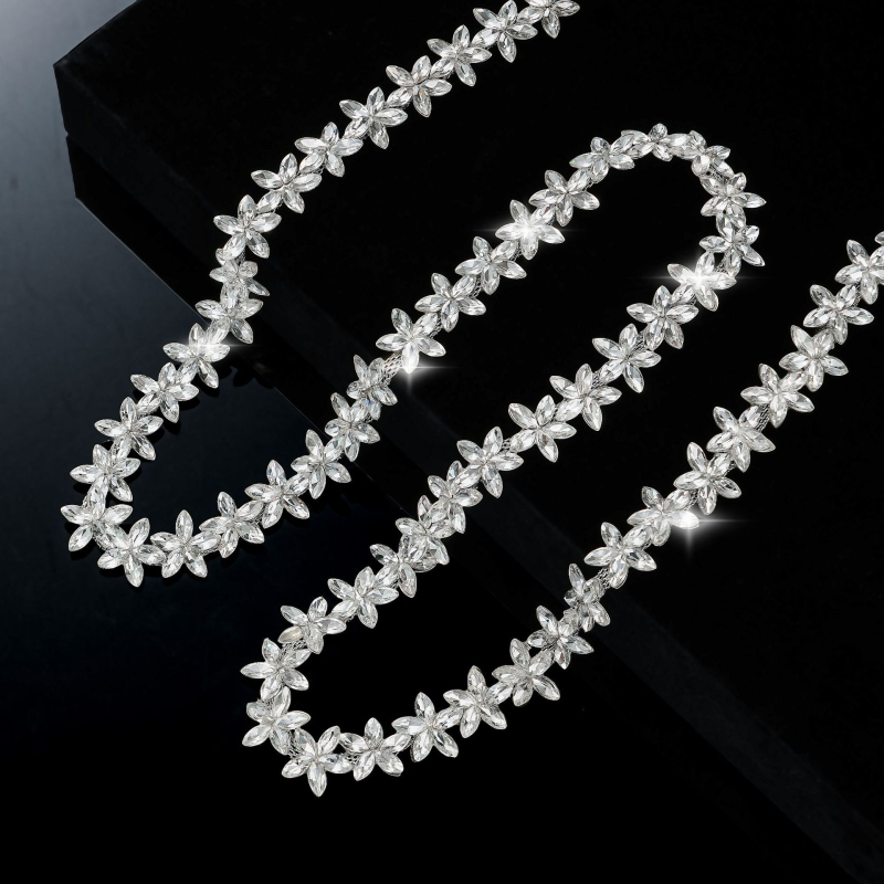 Lanț din rhinestones cu model floarea-soarelui, încrustare (inlay), material din sticlă, origine Guangzhou