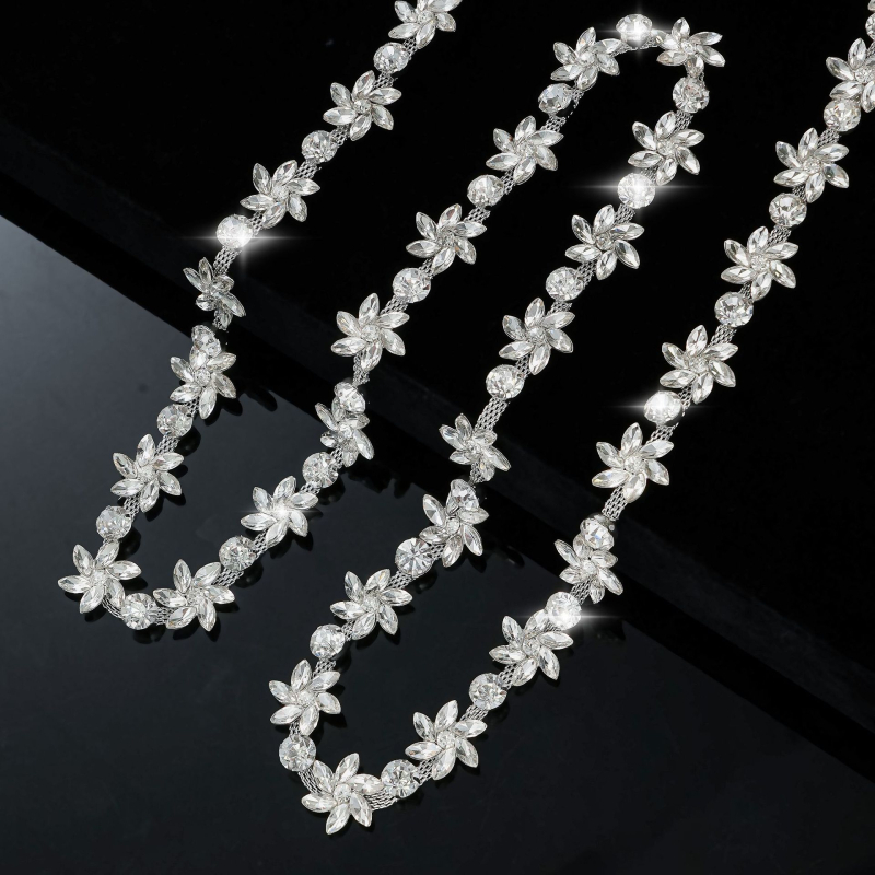 Lanț din rhinestones cu model floarea-soarelui, încrustare (inlay), material din sticlă, origine Guangzhou