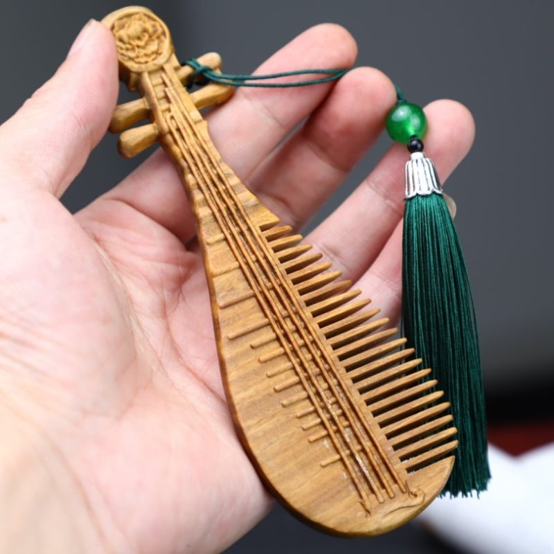 Дървен гребен в стил пи-па, китайски дизайн, Yan bixing crafts