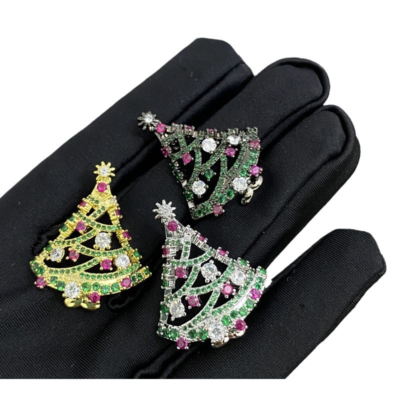 Broșă Bao Xiang din cupru cu motiv nod, accente colorate zircon, placare electrolitică, stil lux lejer pentru femei