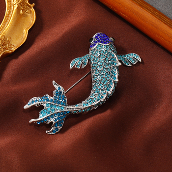 Koi broš s rhinestones – za kapute i sakoa (Materijal: legura; Marka: Muylinda; Stil: Unisex, retro; Završna obrada: elektroplatiranje)
