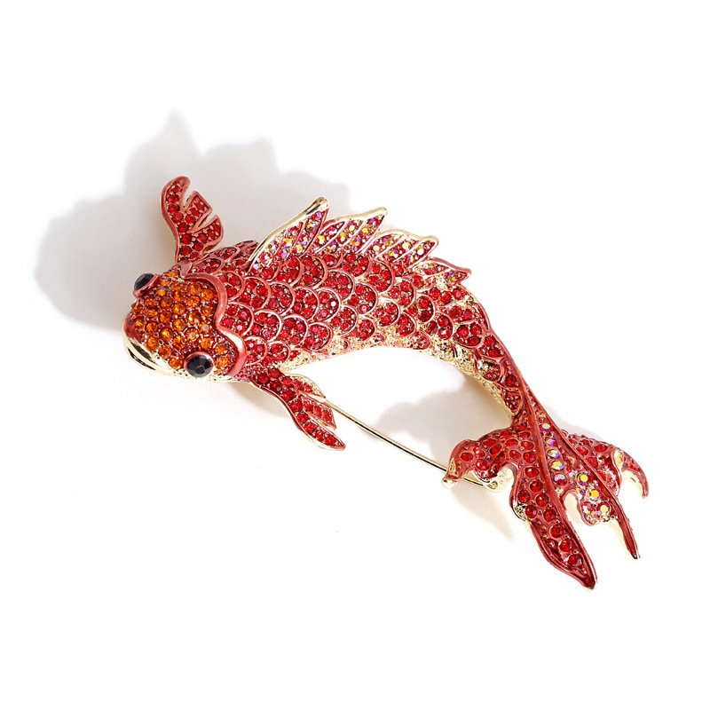 Koi broš s rhinestones – za kapute i sakoa (Materijal: legura; Marka: Muylinda; Stil: Unisex, retro; Završna obrada: elektroplatiranje)