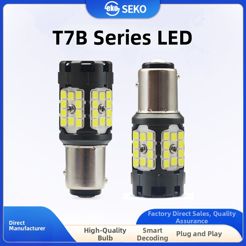 T7B 1157/Bay15D LED posūkio signalas su dienos šviesos, atbulinės eigos ir stabdymo lemputėmis | 9-20V DC, 6500K, 3030SMD, 50 000 val.
