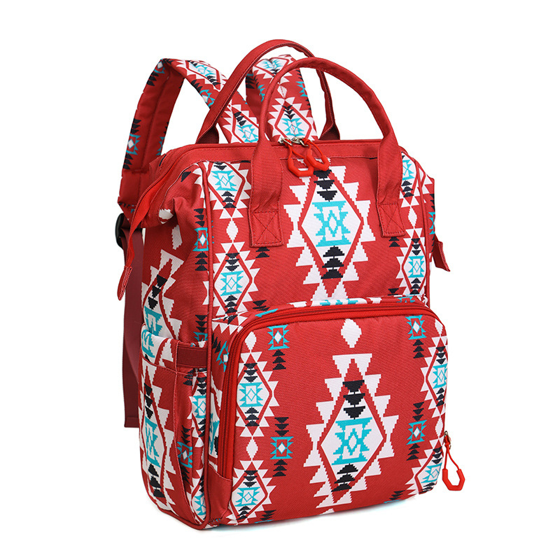 Ruksak za pelene u europsko-američkom retro boho stilu, Oxford platno, otisak, podstava od poliestera, zakrivljeni naramenice