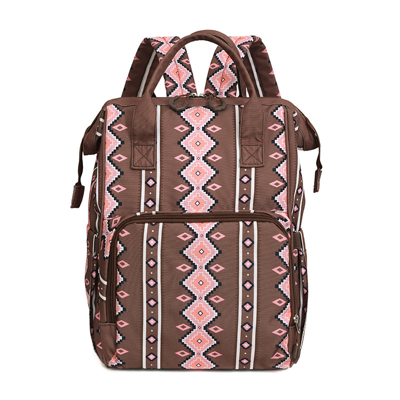 Ruksak za pelene u europsko-američkom retro boho stilu, Oxford platno, otisak, podstava od poliestera, zakrivljeni naramenice