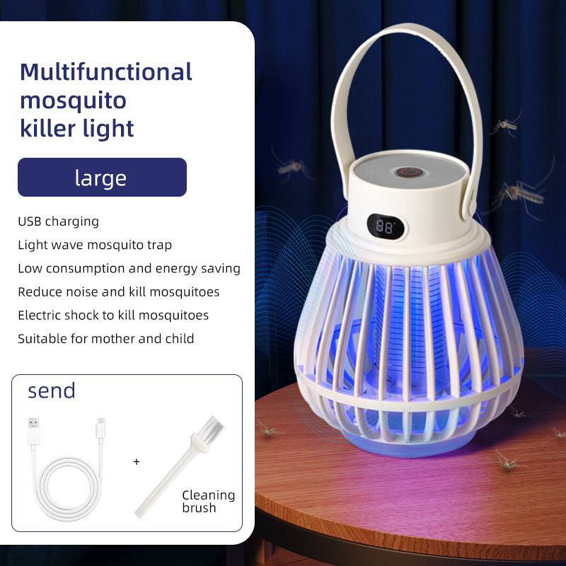 Prijenosna lampa za ubijanje komaraca, tiha i učinkovita, fotokatalitska zamka svjetlom, UV lampa, ugrađena baterija 1001–1600mAh, pokrivenost 11–20㎡, punjenje 1–3 sata