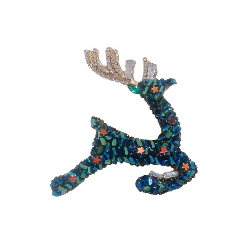 Broșă unisex din cupru, cerb cristal, Xiang Nan, pin de înaltă clasă, încrustare cu cristale, iarna 2025