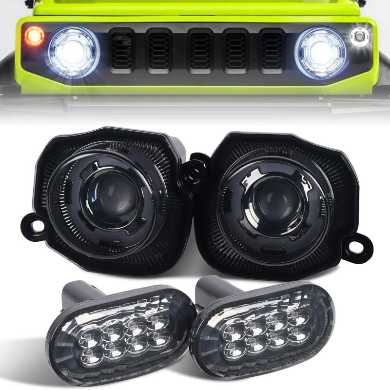 LED dienos šviesos ir priekinis signalas Jimny JB74/JB64 — 18× LED 3030 1W, 9-16V