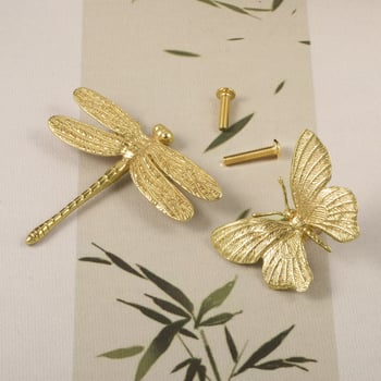 Χειρολαβή ντουλαπιού με σχέδιο εντόμου – πεταλούδα, χαλκός χύτευσης, επιφανειακή τοποθέτηση, εξαρτήματα επίπλων σε στυλ Νέου Κινεζικού