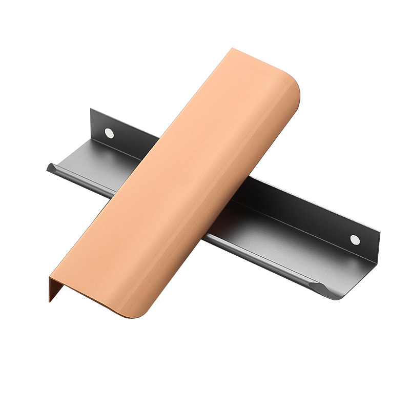 Nematoma spintos durų rankena, įleidžiamas dizainas, šiuolaikiškas minimalistinis stilius, modelis Large arc, aliuminio lydinys, kalimas