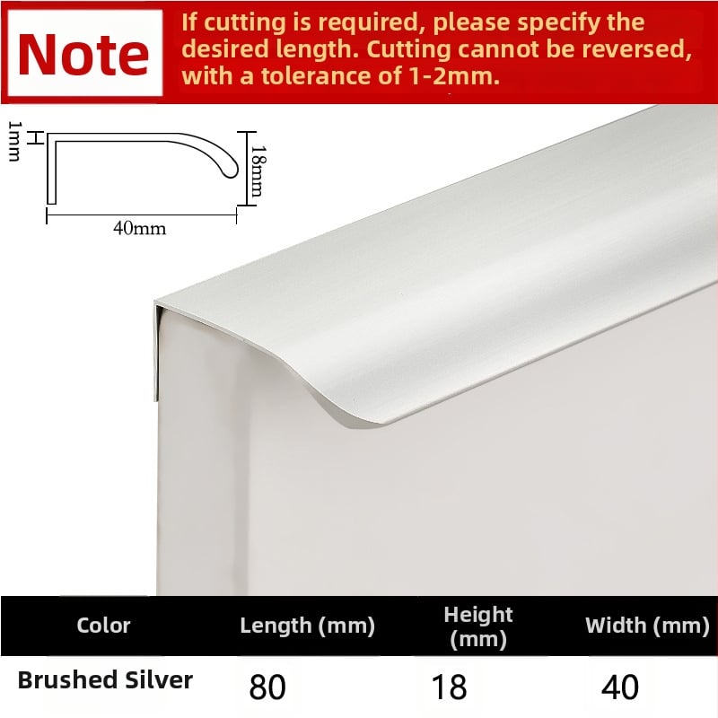 Nematoma spintos durų rankena, įleidžiamas dizainas, šiuolaikiškas minimalistinis stilius, modelis Large arc, aliuminio lydinys, kalimas