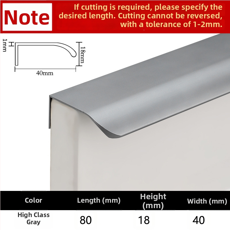 Nematoma spintos durų rankena, įleidžiamas dizainas, šiuolaikiškas minimalistinis stilius, modelis Large arc, aliuminio lydinys, kalimas