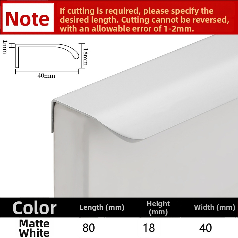 Nematoma spintos durų rankena, įleidžiamas dizainas, šiuolaikiškas minimalistinis stilius, modelis Large arc, aliuminio lydinys, kalimas