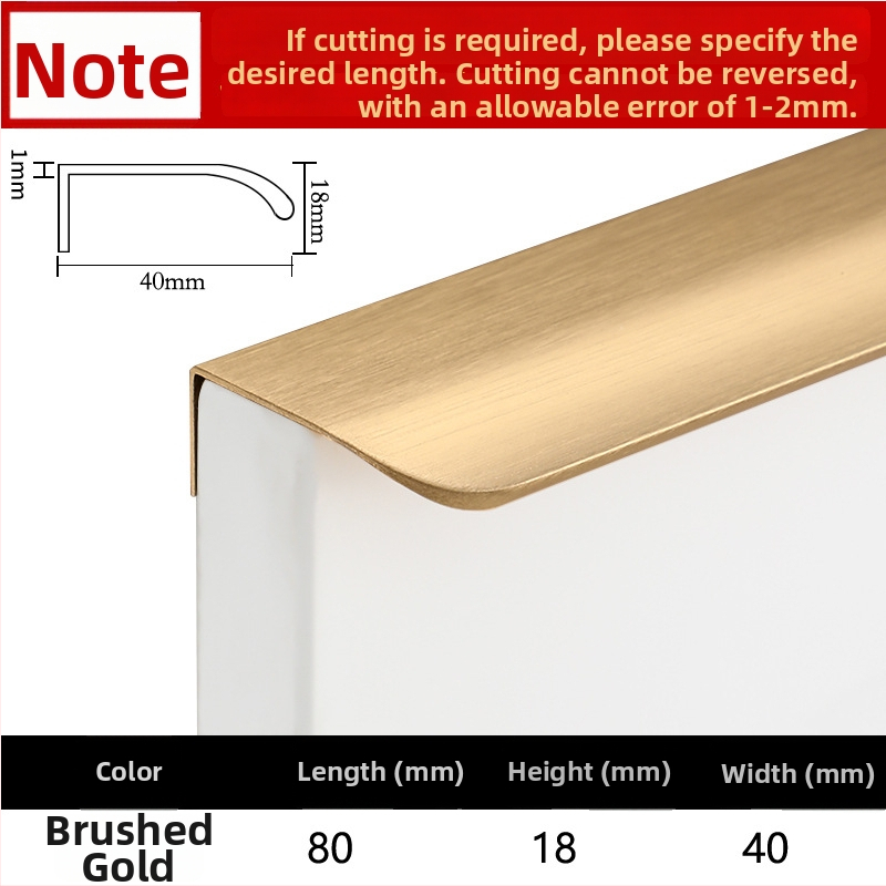 Nematoma spintos durų rankena, įleidžiamas dizainas, šiuolaikiškas minimalistinis stilius, modelis Large arc, aliuminio lydinys, kalimas