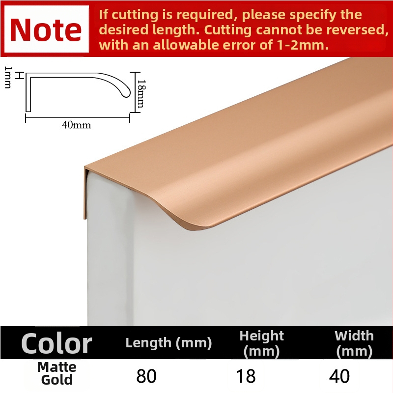 Nematoma spintos durų rankena, įleidžiamas dizainas, šiuolaikiškas minimalistinis stilius, modelis Large arc, aliuminio lydinys, kalimas