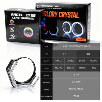 Automobilio Angel Eye dekoratyvinis gaubtas, 5D integruotas, akrilas, 8W, ≤36V, adsorcinis tvirtinimas, universalus suderinamumas