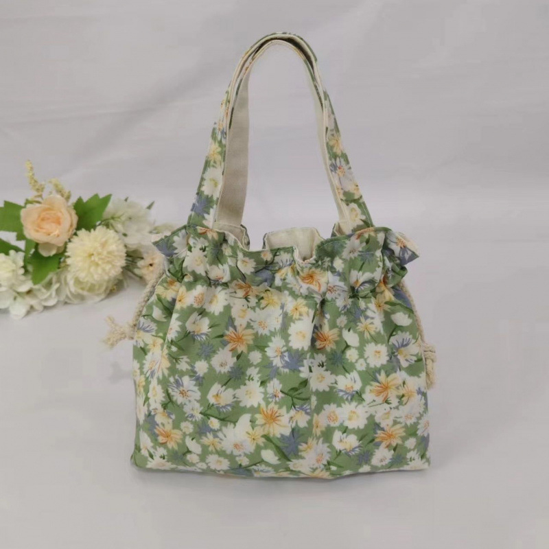 Unisex platnena torba s cvjetnim uzorkom, podstava od poliestera, čvrsta konstrukcija, tote stil